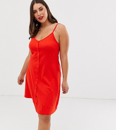 Платье мини на бретельках и с пуговицами Vero Moda Curve-Красный
