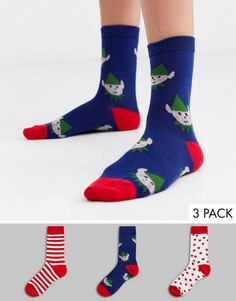 Набор из 3 пар носков в подарочной упаковке Loungeable-Мульти