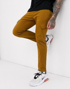 Брюки-карго скинни по щиколотки с косыми карманами ASOS DESIGN-Коричневый