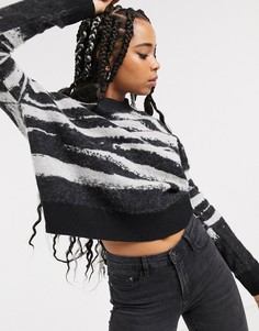 Джемпер с круглым вырезом и принтом \"зебра\" AllSaints-Серый