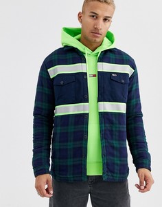 Темно-синяя рубашка в клетку со светоотражающей полосой Tommy Jeans-Темно-синий