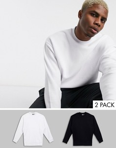 2 oversize-свитшота черного/белого цвета ASOS DESIGN-Мульти
