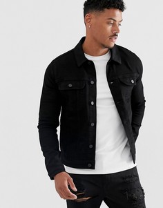 Черная приталенная джинсовая куртка в стиле вестерн ASOS DESIGN-Черный цвет