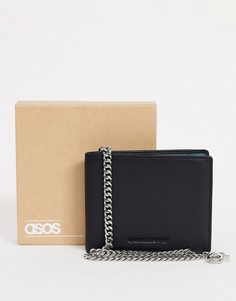 Черный кожаный бумажник с цепочкой ASOS DESIGN