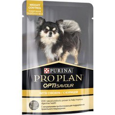 Паучи PRO PLAN OPTI SAVOUR Weight Control with Chicken с курицей кусочки в соусе контроль веса для собак мелких пород 100г