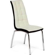 Стул TetChair ALESSI (mod.36) металл/экокожа, слоновая кость/темно-коричневый (окантовка)/хром
