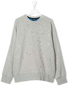Diesel Kids толстовка с круглым вырезом и эффектом потертости