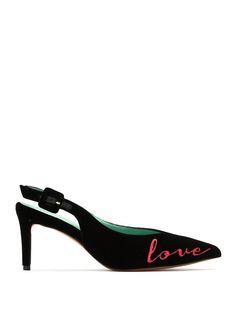 Blue Bird Shoes velvet Love Kills slingback pumps