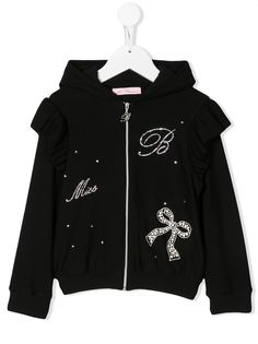 Miss Blumarine худи на молнии с декорированным логотипом