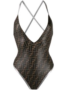 Fendi слитный купальник с монограммой