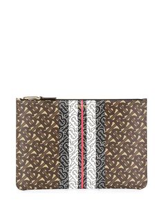 Burberry клатч с монограммой и принтом в полоску
