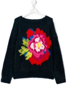 Kenzo Kids пушистый джемпер с цветочной аппликацией
