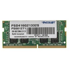 Модуль памяти PATRIOT PSD416G21332S DDR4 - 16Гб 2133, SO-DIMM, Ret Патриот