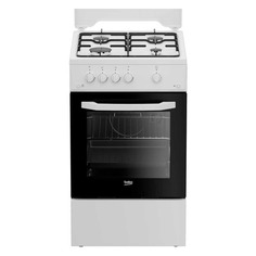 Газовая плита BEKO FFSG52010W, газовая духовка, металлическая крышка, белый