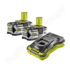 Набор ryobi one+ rc18150-250 5133004422 аккумулятор (18 в; 5.0 a*ч; li-ion) 2 шт. и зарядное устройство rc18-150