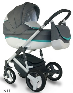 Коляска 2 в 1 Bexa Poland Ideal New, цвет: серый/бирюзовый