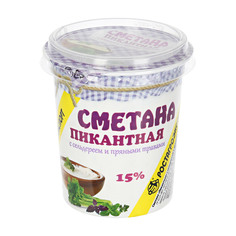 Сметана РостАгроЭкспорт Пикантная 15%, 180 г