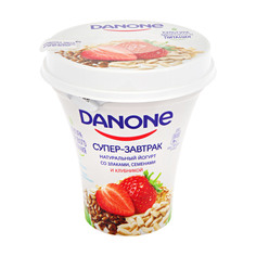 Йогурт питьевой Danone с клубникой, злаками и семенами льна подсолнечника 2,6% 235 г