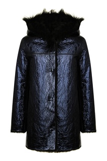 Сине-черная двусторонняя дубленка Yves Salomon Kids