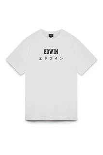 Белая футболка с контрастной надписью Edwin