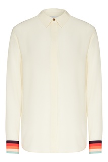 Блуза из шелка с контрастными манжетами Paul Smith