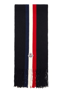 Черный шарф с бахромой Moncler