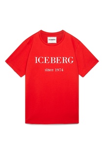 Красная футболка с белым логотипом Iceberg