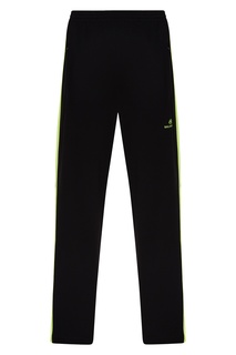 Черные брюки с неоново-зелеными лампасами Balenciaga