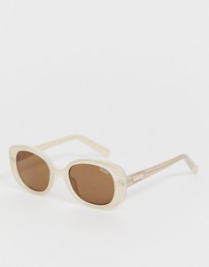 Круглые солнцезащитные очки в оправе кремового цвета Quay Australia-Кремовый