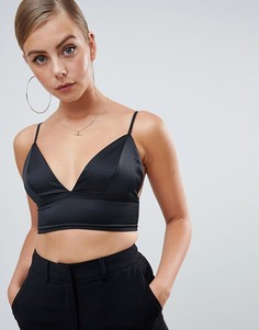 Черный атласный бралетт Missguided