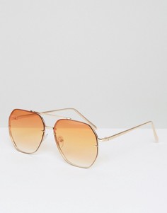 Солнцезащитные очки-авиаторы с оранжевыми стеклами ASOS-Золотой