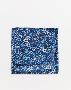 Темно-синий платок для нагрудного кармана с цветочным принтом ASOS DESIGN