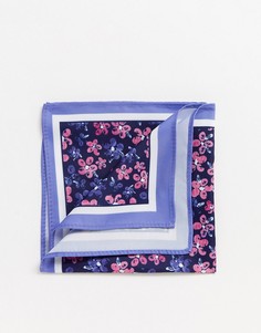 Темно-синий платок для нагрудного кармана с цветочным принтом ASOS DESIGN-Розовый