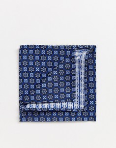 Темно-синий платок для нагрудного кармана с геометрическим принтом ASOS DESIGN