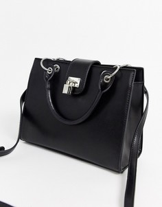 Маленькая сумка-тоут с замочком ASOS DESIGN-Черный