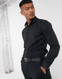 Черная рубашка в полоску с заостренным воротником Lockstock-Черный