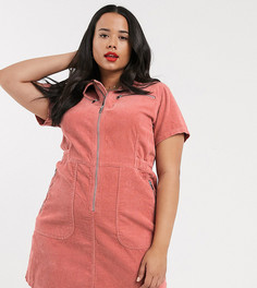 Вельветовое платье-рубашка Urban Bliss Plus-Розовый