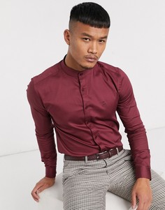 Бордовая рубашка с воротником на пуговицах Lockstock-Красный