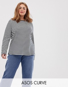 Лонгслив в полоску ASOS DESIGN Curve-Мульти