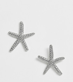 Эксклюзивные серебристые серьги с дизайном в виде морской звезды и кристаллами True Decadence-Серебряный