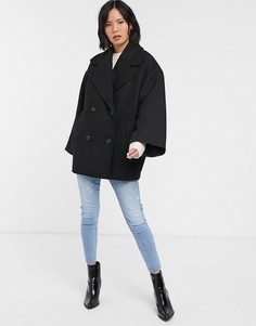 Двубортное пальто Monki-Черный