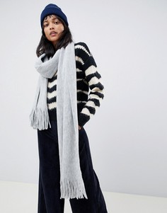 Длинный шарф с кисточками ASOS DESIGN-Серый