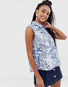 Рубашка без рукавов с принтом Monki-Мульти