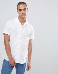 Рубашка с короткими рукавами и отложным воротником Selected Homme-Белый