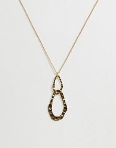 Длинное золотистое ожерелье с коваными кольцами-подвесками ASOS DESIGN-Золотой