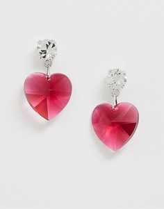 Серьги с кристаллами Swarovski и подвесками-сердечками Krystal London-Розовый