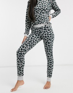 Серые пижамные штаны из микрофлиса с леопардовым принтом Hunkemoller-Серый