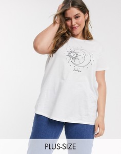 Белая футболка с космическим принтом New Look Curve-Белый