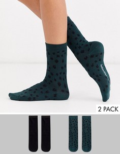 2 пары низких носков черного и зеленого цвета Hunkemoller-Черный