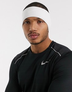 Белая трикотажная повязка на голову Nike Running-Белый